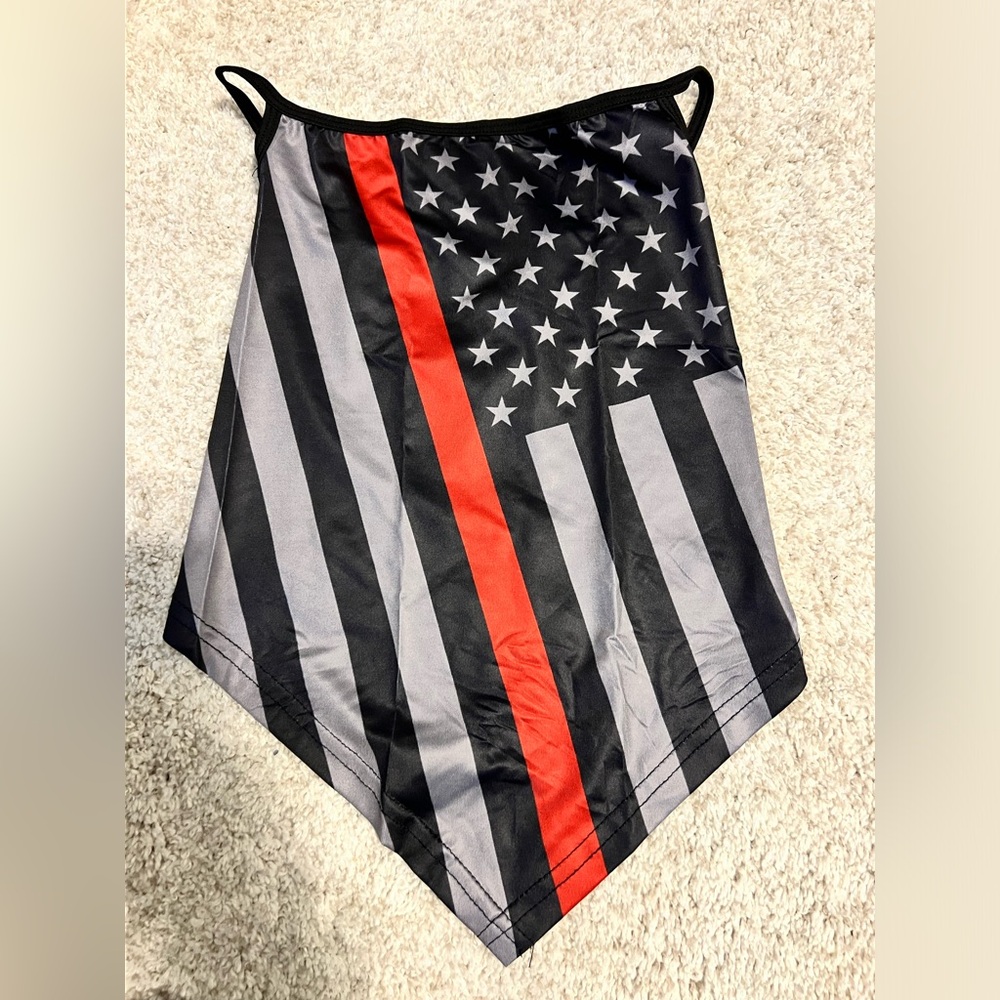 Gaiter Face Neck Cover USA Flag Red Line Face Mask Ear Loops Motorcycle NEW